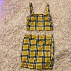 Yellow skirt with matching top size XS